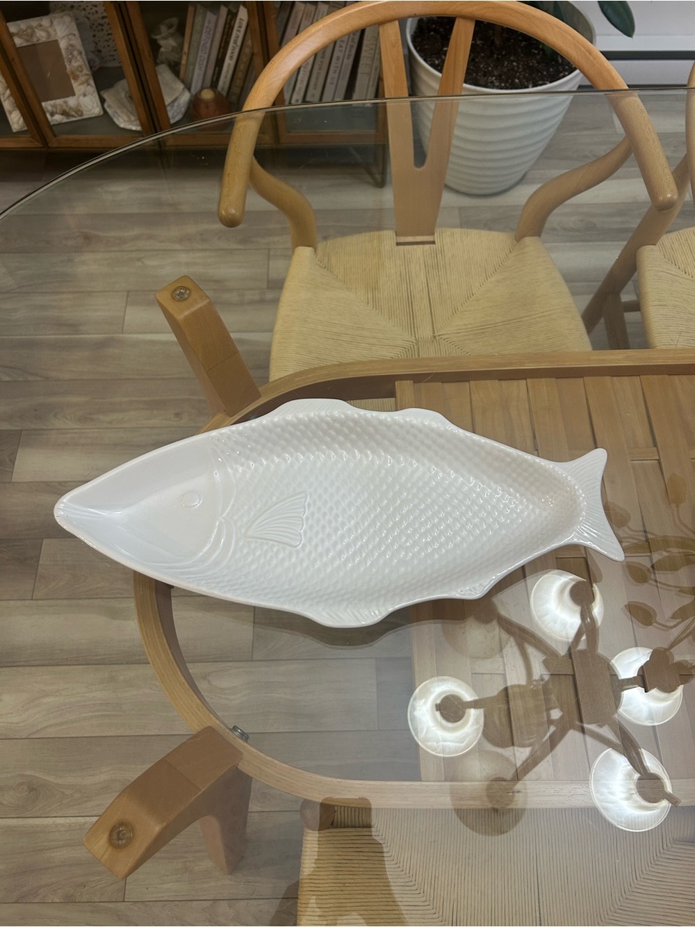 White Fish-Shaped Ceramic Serving Platter - Made in Portugal